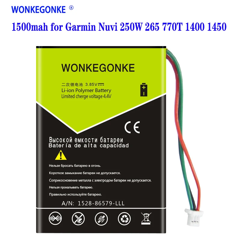 Высококачественный аккумулятор WONKEGONKE 1500 мАч для Garmin Nuvi 250W 265 770T 1400 1450 | Мобильные