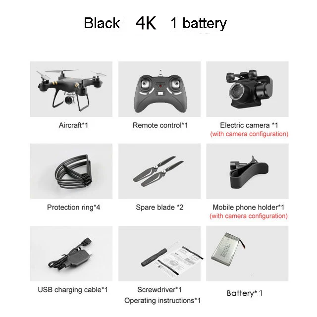 Black 4K Квадрокоптер с дистанционным управлением с 6 Каналы HD Камера р/у вертолет со стальным корпусом и Wi-Fi в режиме реального передачи Headlss режим высокий режимом без головки и возвратом по нажатию одной кнопки игрушка - Цвет: Black 4K