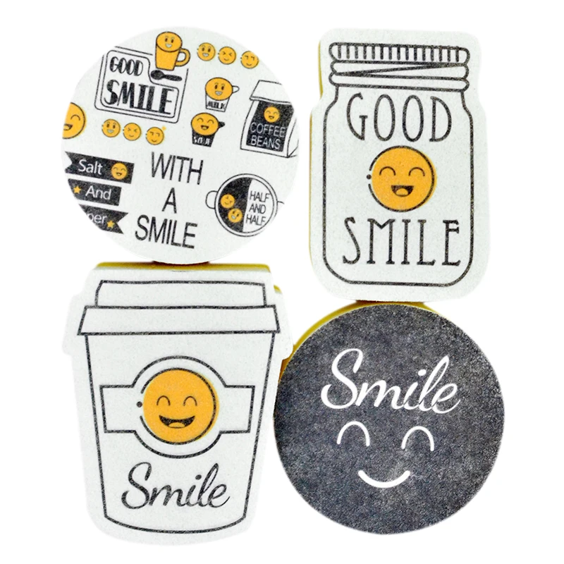 4 шт креативное, Чулочные изделия с рисунком улыбающегося магически Чистящая губка для уборка кухни, ванной средство для мытья посуды Губки, мочалки