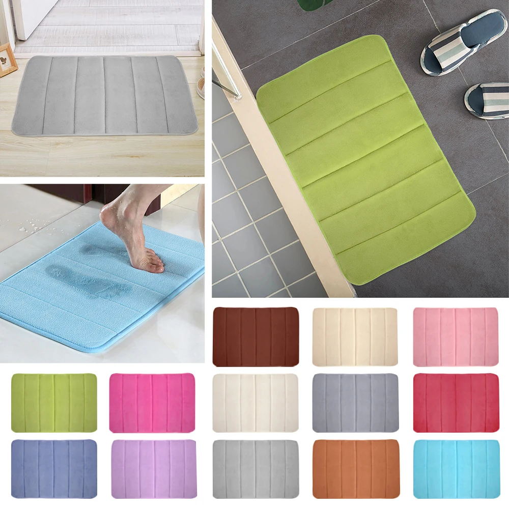 Non Slip Carpet Rug Bath Mat Bathroom Absorption Memory Foam Kitchen Door Floor Coral Fleece 40*60cm | Дом и сад
