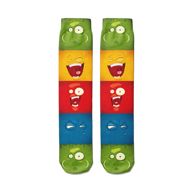 Sell Well Funny Expression Printed Women Socks Fashion Cute Cotton Long Socks Harajuku Christmas Warm Middle Tube Socks Female Style4