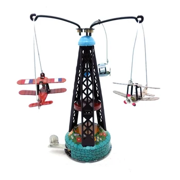 

Vintage Wind Up Rotating Airplane Carousel Clockwork Toy Collectible Gift Toys for children