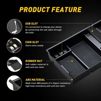 

Armrest Center Console Storage Box Car Black Tray Case High quality Compact