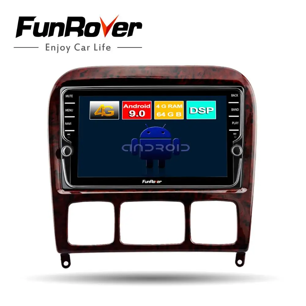 Funrover 2 din Android 9,0 автомобильный dvd мультимедийный плеер gps для Mercedes Benz S Class S280 S320 S350 S400 S500 W220 W215 DSP 4G ram