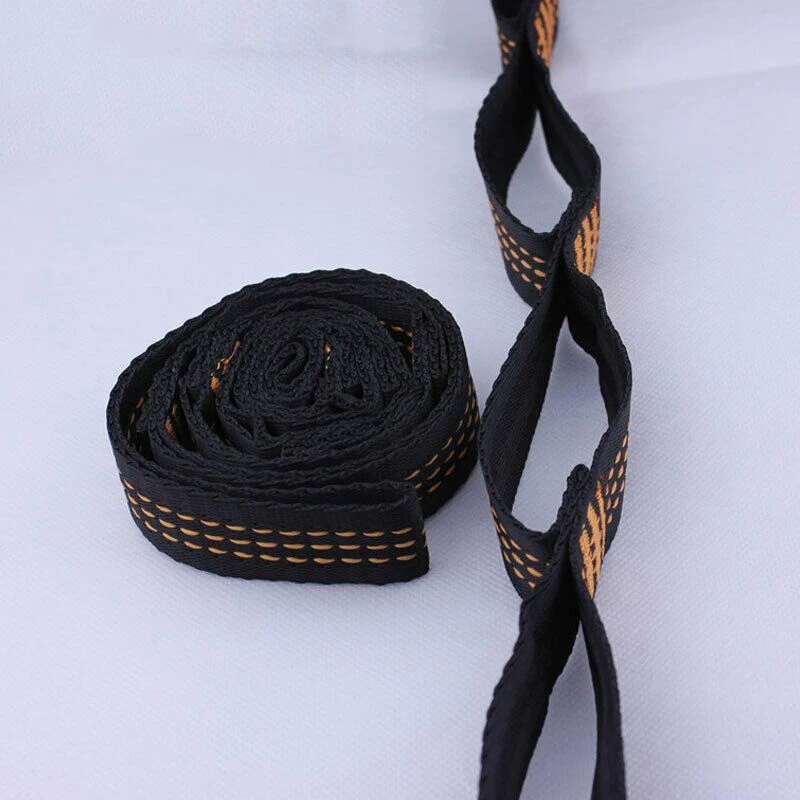 2Pcs Hammock Straps Special Reinforced Polyester Straps 5 Ring High Load-Bearing Barbed Black Outdoor Hammock Straps 2M