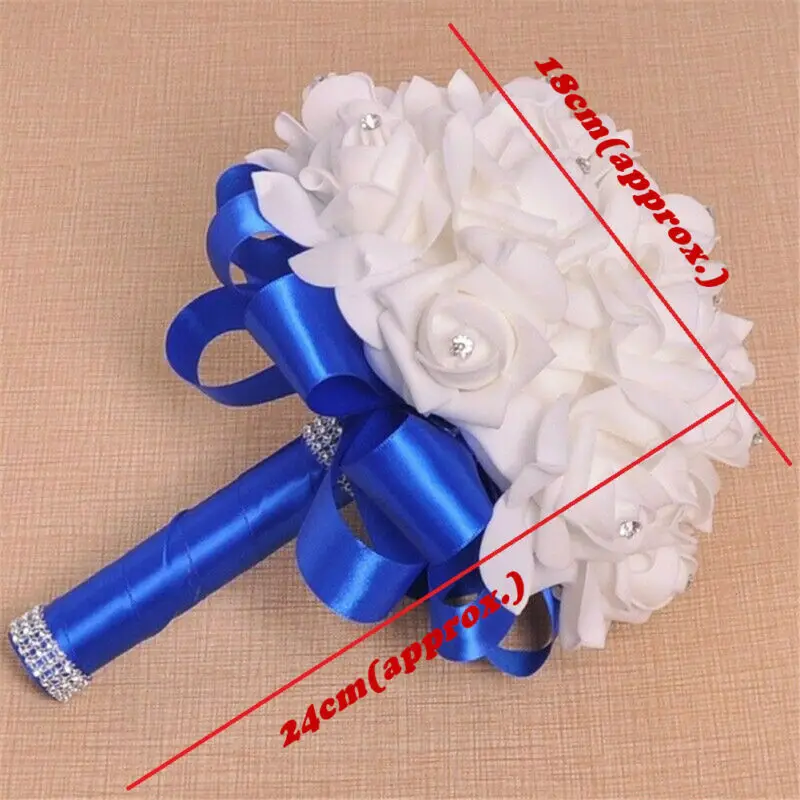 1pc Multi Color Bridal Bouquet Rose Foam Crystal Diamante Wedding Handmade Bridesmaid Flower Wedding Wreaths