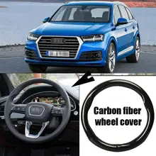 Car-styling 38cm black carbon fiber top PVC leather car steering wheel cover for Audi Q7 car styling 38cm black carbon fiber pvc leather car steering wheel cover for buick encore