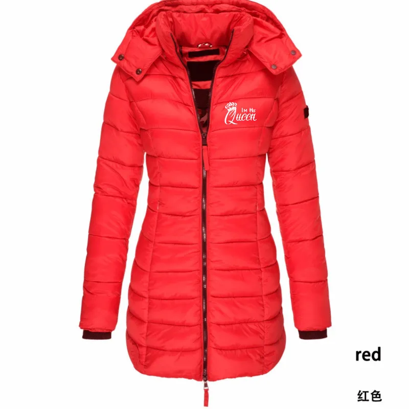 Парка женская Длинная зимняя ветрозащитная с капюшоном и надписью | Женская