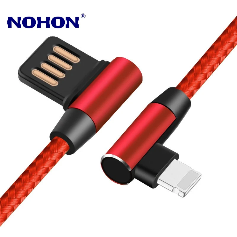 USB-кабель для зарядки и передачи данных 90 градусов iPhone 6S 6 7 8 Plus X XS 11 Pro Max XR 5S SE