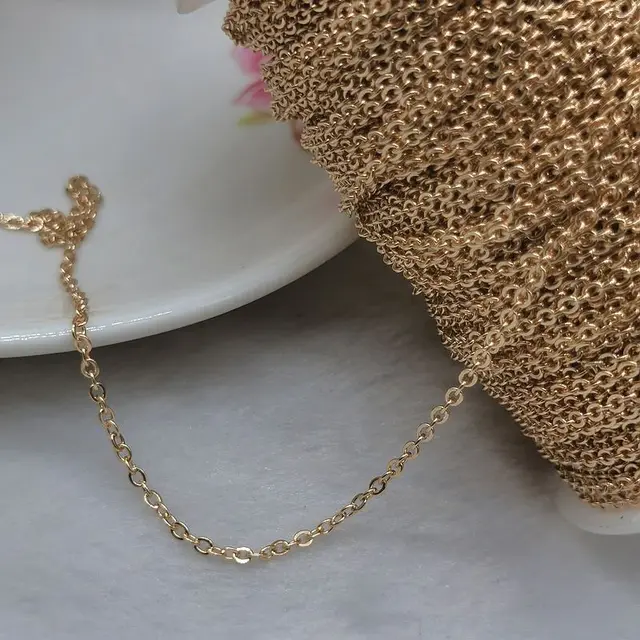 2meter Stainless Steel Necklace Chain for Diy Jewelry Making Rolo Cable Link Bulk Chains Handmade Neckalce Bracelet Accessories KC gold 2mm