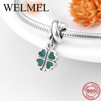 

Hot 925 Sterling Silver Green Enamel Heart charm Pendants Beads Fit Original Pandora Bracelet Necklace DIY Jewelry making