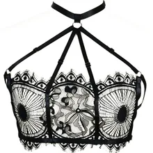 JLX. Жгут прозрачный черный кружевной бюстгальтер женский пояс для тела сексуальное женское белье полый Готический бандаж для тела в стиле панк Рейв кружевной бюстгальтер