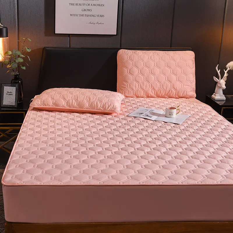 Updated Quilted Mattress Pad Cover Non-slip Bed Fitted Sheet for Protector With Adjustable Buckle 14 Color | Дом и сад