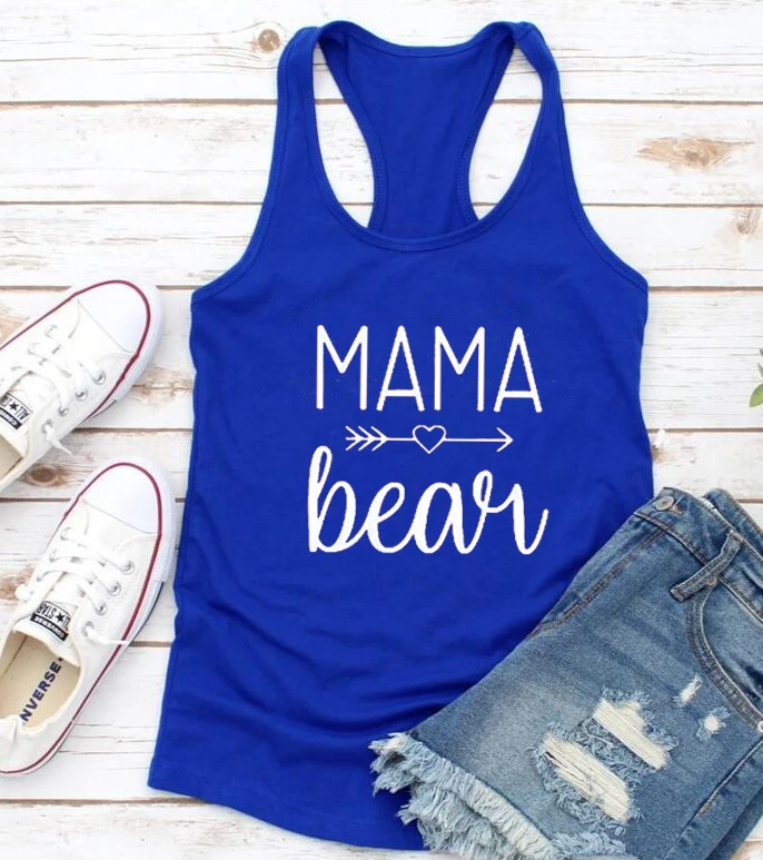 MAMA bear/Модная и пикантная майка с принтом в виде стрелы и Креста в пляжном стиле; топ с надписями и графическим принтом; одежда для отдыха; майка - Цвет: dark blue-white text