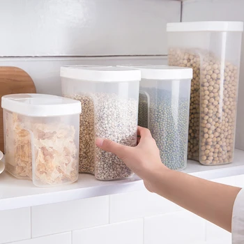 

Transparent Kitchen Food Storage Box Keeping Fresh Rice Grain Nuts Dry Food Container Plastic Waterproof Sealing Boxes With Lid