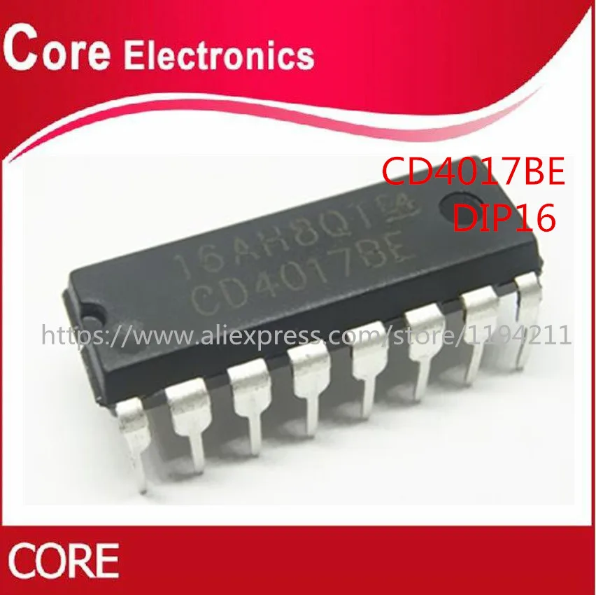 100 шт CD4017 CD4017B CD4017BE 4017 DIP 16 10 счетчик делитель IC лучшее качество|Интегральные схемы|
