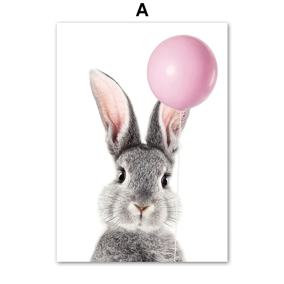 Balloon-Rabbit-Elephant-Giraffe-Lion-Tiger-Nursery-Wall-Art-Print-Canvas-Painting-Nordic-Poster-Wall-Pictures (4)