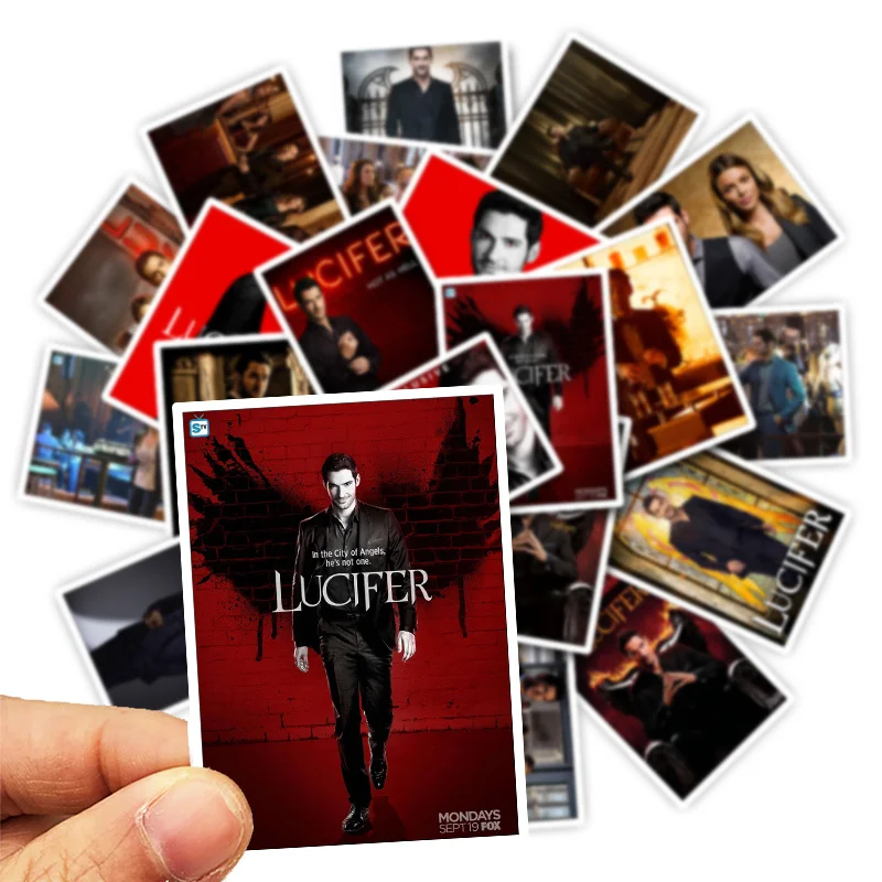 25 шт. классические телевизионные сериалы Lucifer Stickes Водонепроницаемая Виниловая наклейка для телефона чемодан с ковриком холодильник гитара Декор настенный
