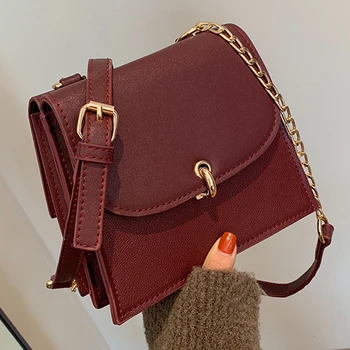 

2019 Vintage Fashion Woman Flip Bag New High Quality PU Leather Women Designer Handbag Chain Shoulder Messenger Bag Handbags