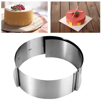 

Stainless Steel Round Cake Mousse Change Size Sturdy Durable DIY Chef Baking Mold Adjustable Mold Easy To Clean Dessert Family