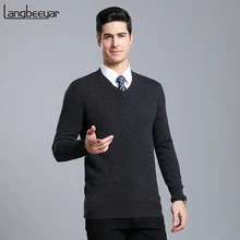 6% шерсть, модный брендовый мужской свитер, пуловеры с v-образным вырезом, облегающие одноцветные вязаные Джемперы, осенняя повседневная одежда для мужчин