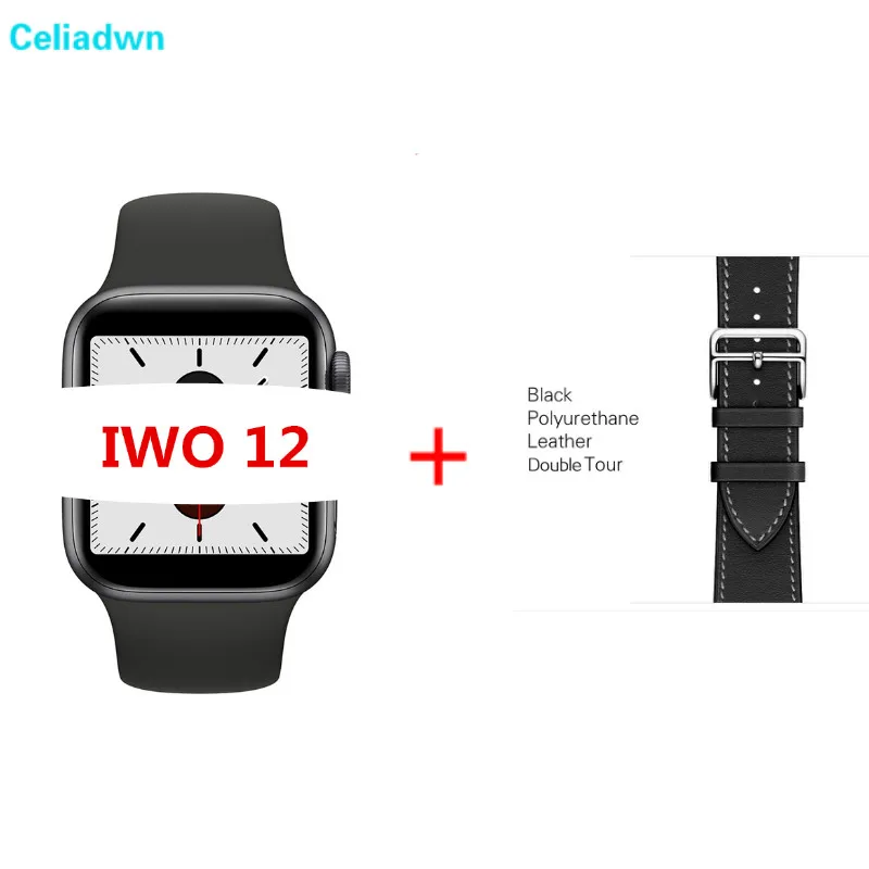 Black Black Herme 40/44 мм серия 5 Bluetooth SIRI Смарт часы IWO 12 монитор сердечного ритма ЭКГ SmartWatch для iPhone Android телефон PK IWO 8 9 10 11 - Цвет: Black Black Herme