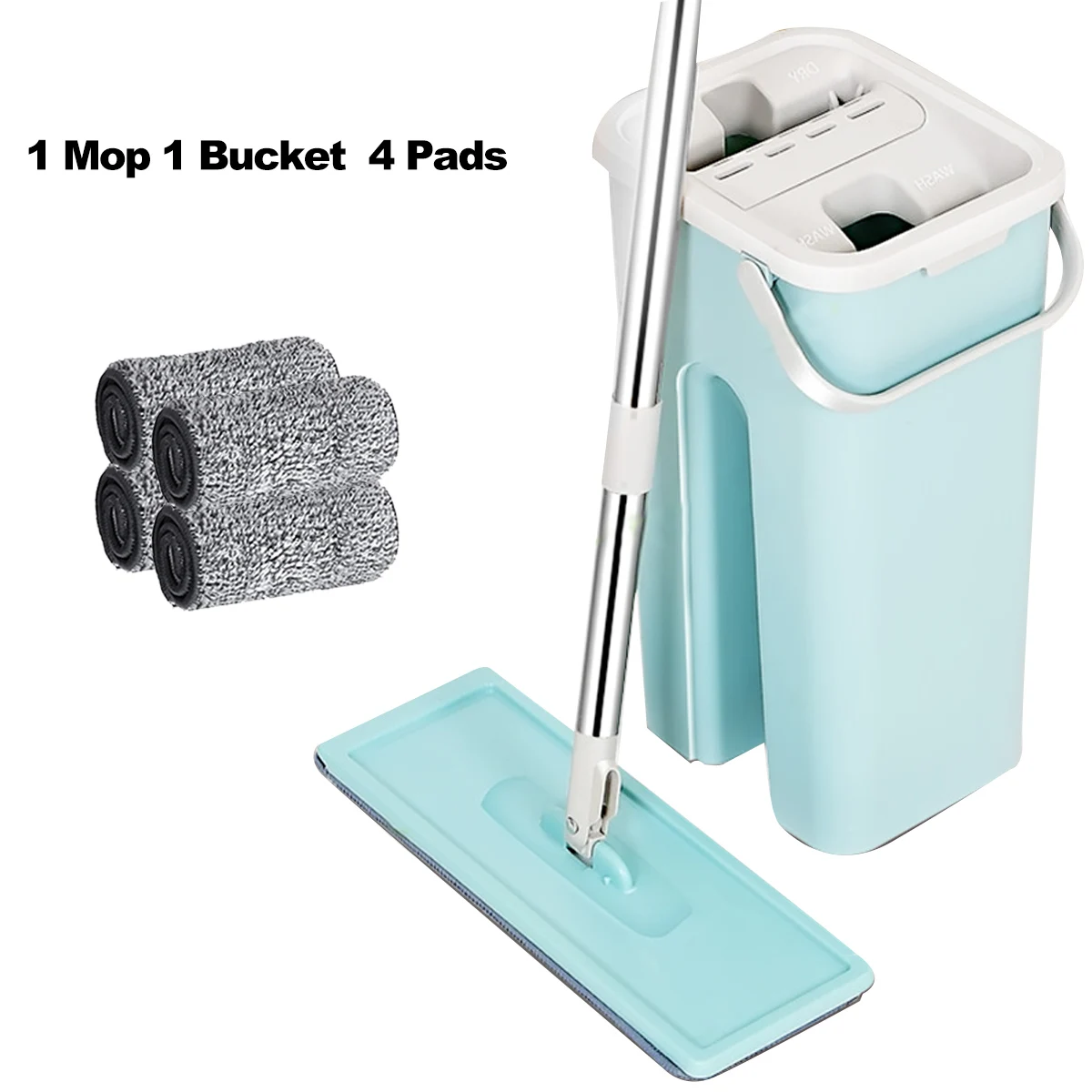 Type B (4X Pads) Ручная плоская швабра с отжимом с ведром, микрофибра, Швабра для мытья пола, спрей, Швабра для сухой и влажной уборки, двойное использование, домашние швабры - Цвет: Type B (4X Pads)