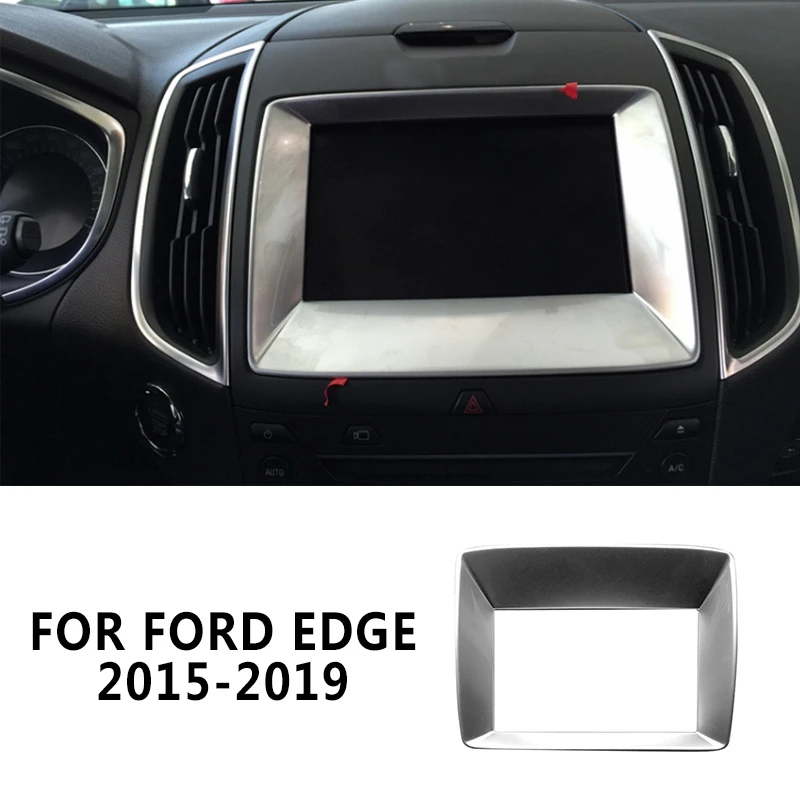 

pcmos Interior Mouldings GPS Navigation Panel Cover Trim For Ford Edge 2015-2019 Sticker Interior Accessories 1Pcs Sliver New