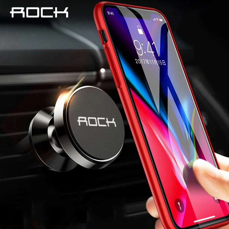 Rock универсальная Магнитная автомобильная подставка для телефона в машину для iPhone X samsung, магнитный держатель на вентиляционное отверстие для мобильного телефона, поддержка gps