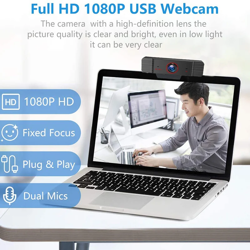Веб камера 1080p веб с микрофоном для ПК USB компьютера 2 мегапикселя разрешение 1920x1080