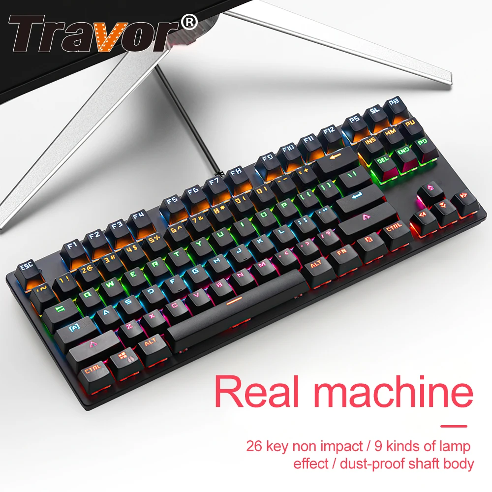 TRAVOR профессиональная игровая клавиатура Проводная Механическая RGB с подсветкой