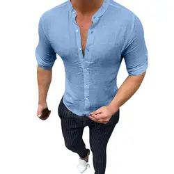 WOMAIL 2019 летние мужские спортивные рубашки с длинным рукавом Свободные повседневные однотонные высококачественные длинный рукав модные