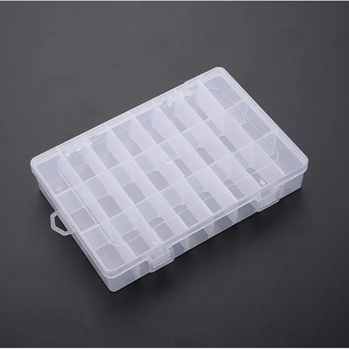 

24 Slots Plastic Beads Storage Jewelry Box Organizer Case Adjustable Container Charms Earring Tool Kits Pills Box Transparent