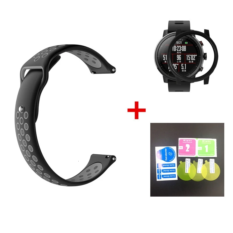 Смарт-часы протектор экрана ТПУ пленка для Xiaomi Huami Amazfit Stratos Pace 2 анти-защита от падения Чехол и замена ремешок