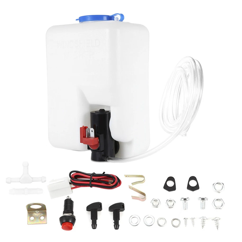 

Car Windshield Glass Wiper Systems Universal Washer Tank Water Pump Bottle Kit 12V Jet Switch Reservoir Installation Kit