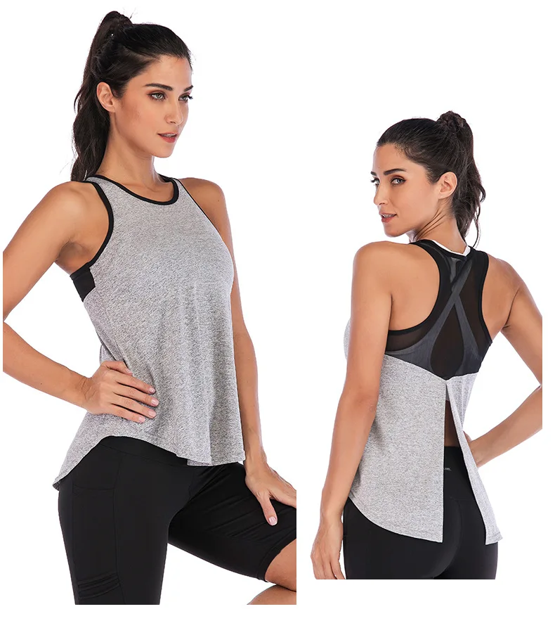 New Women Fitness Sports Shirt Sleeveless Yoga Top Running GymShirt Vest Athletic Undershirt Yoga Gym Wear Tank Top Quick Dry