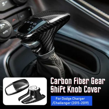 

3pcs/Set Gear Shift Knob Carbon Fiber Cover Trim For Challenger Charger Parts Durable Practical