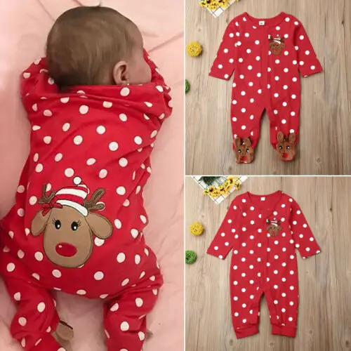 Xmas Elk Embroidery Romper Baby girl Boy Clothes Long Sleeve Body Suit Newborn Jumpsuits Christmas One Piece 0-18 Months | Детская