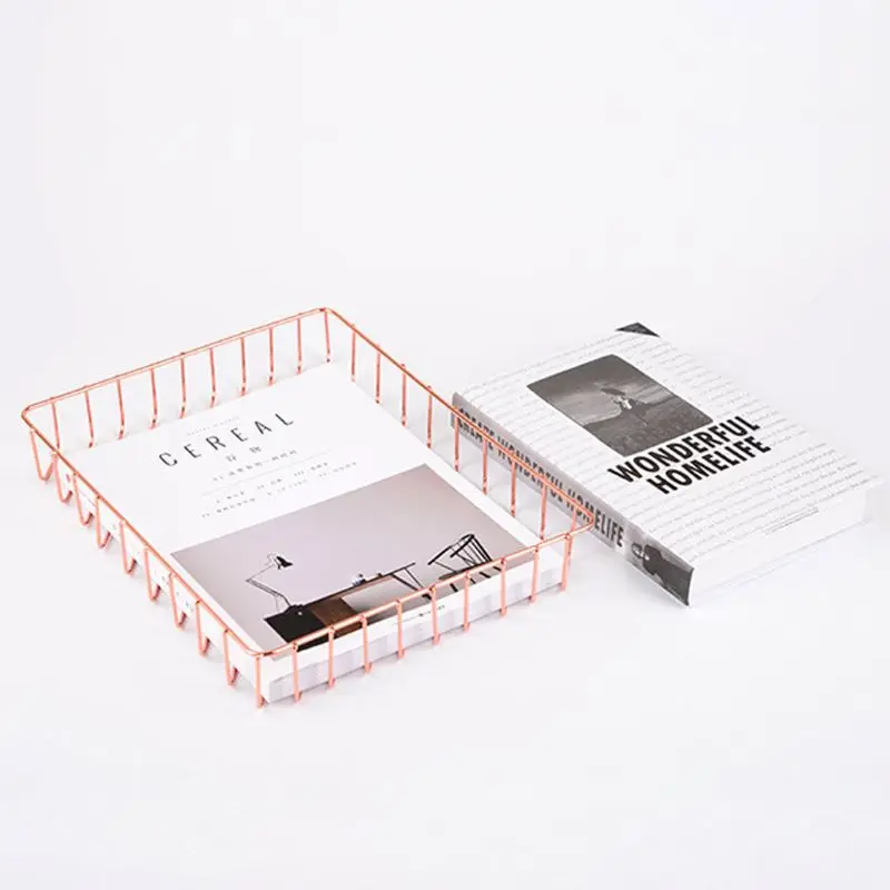 

Metal Storage Iron Documents A4 Paper Storage Basket Elegant Desktop Stationery