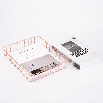 

Metal Storage Iron Documents A4 Paper Storage Basket Elegant Desktop Stationery