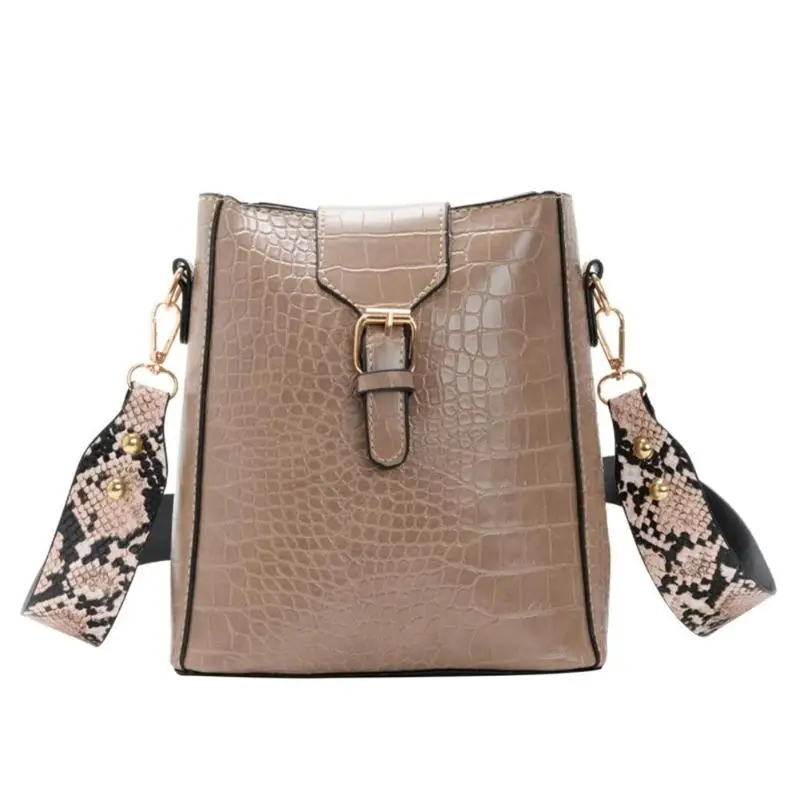 Light Brown Ретро Аллигатор ведро сумки для женщин крокодиловый узор сумка Вместительная Повседневная крокодиловая сумка через плечо сумки через плечо - Цвет: Light Brown
