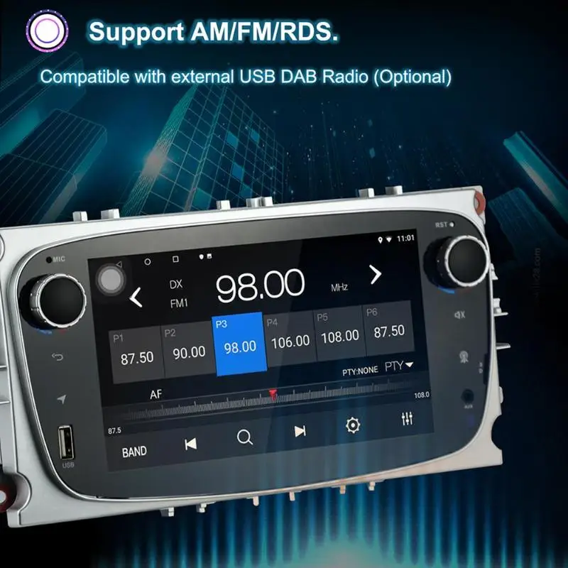 Android 8,1 автомобиль в-тире стерео Bluetooth gps Navi USB MP5 плеер AM FM Радио 7 дюймов Дисплей емкостный Сенсорный экран