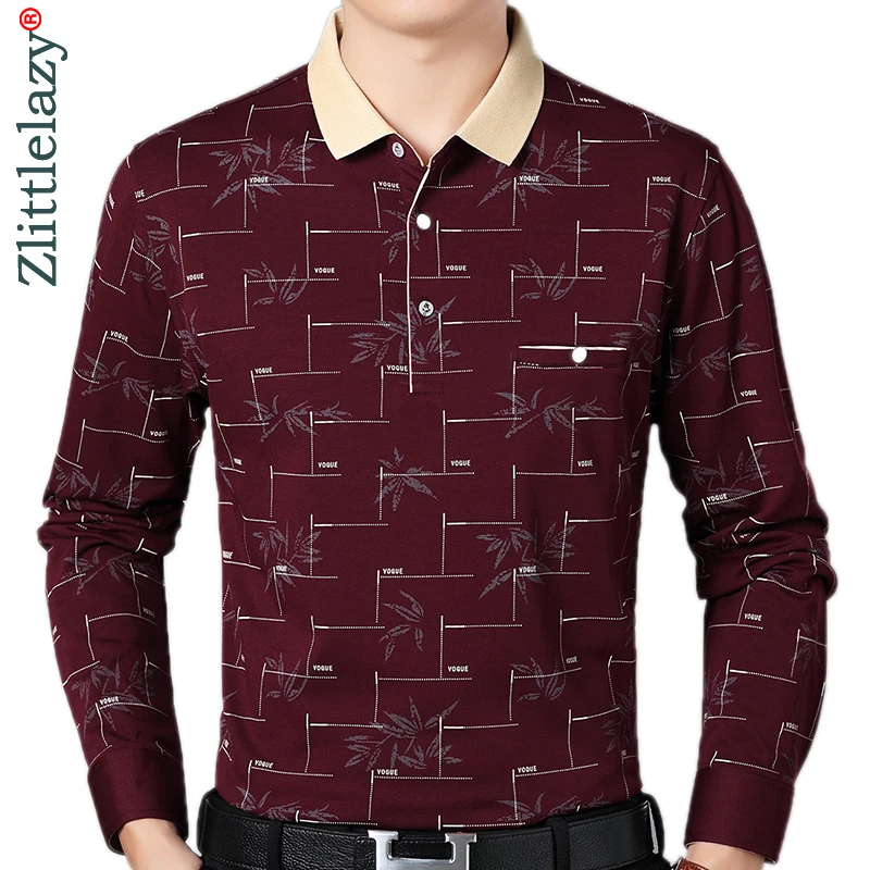 

2019 brand casual plaid fitness long sleeve polo shirt men poloshirt jersey pocket mens polos tee shirts dress fashions 90324