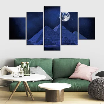 

5 Panel Moon Pyramid Scenery Wall Pictures Wall Art Painting On Canvas Posters And Prints Home Decor