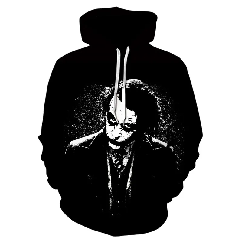 white Joker Male Sweatshirts Mens Hoodies hip hop streetwear coat 3D Printing hoodie men Casual fun