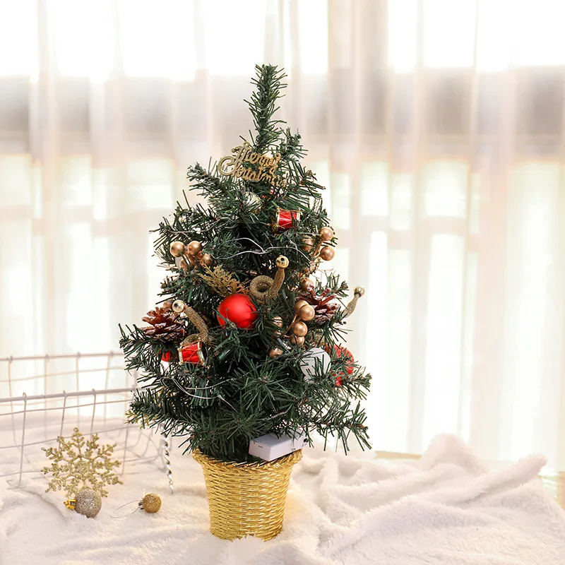 

50cm Led Lights Desktop Mini Christmas Tree Potted Shop Fireplace Christmas Decorations Desktop Decorations Home Decor