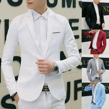 

Stylish Men's Solid Color Blazers Casual Slim Fit Formal One Button Long Sleeves Suit Blazer Fashion Tops