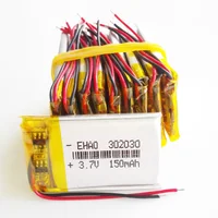 Lot 10 PCS 3.7V 150mAh Lithium Polymer LiPo Rechargeable Battery 302030 For GPS PSP Bluetooth Speaker DVD Vedio 1