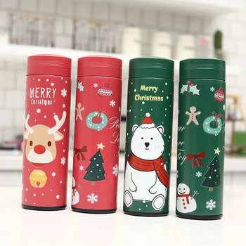 

Korean Cute Cartoon Elk Bear Rotary Stainless Steel Water Cup Leakproof Vacuum Flasks Portable Outdoor Water Cup Christmas Gifts