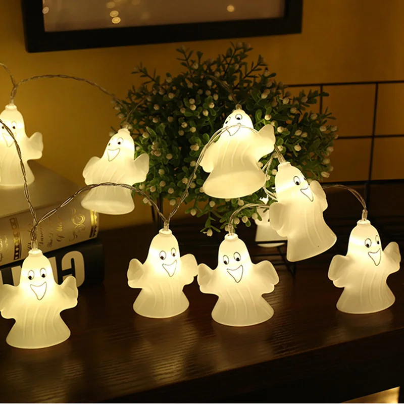 2-Ghost-Warm White QYJSD Хэллоуин Декор 30LED гирлянда милый Призрак Огни в форме черепа наружная гирлянда для Хэллоуина сказочная Рождественская елка украшение - Испускаемый цвет: 2-Ghost-Warm White